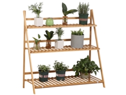 Soporte para plantas de bambú con escalera plegable, 100x39x97 cm, acabado natural.