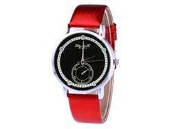 Reloj De Pulsera De Cuarzo Con Correa De Cuero, Estilo Casual, Unisex, Regalo, Rojo.