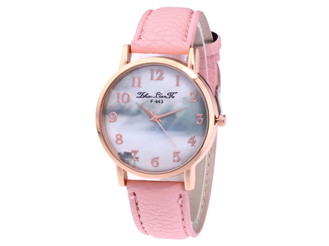 Reloj De Pulsera Analógico De Cuarzo Con Correa De Poliuretano - Moderno Para Parejas (rosa)