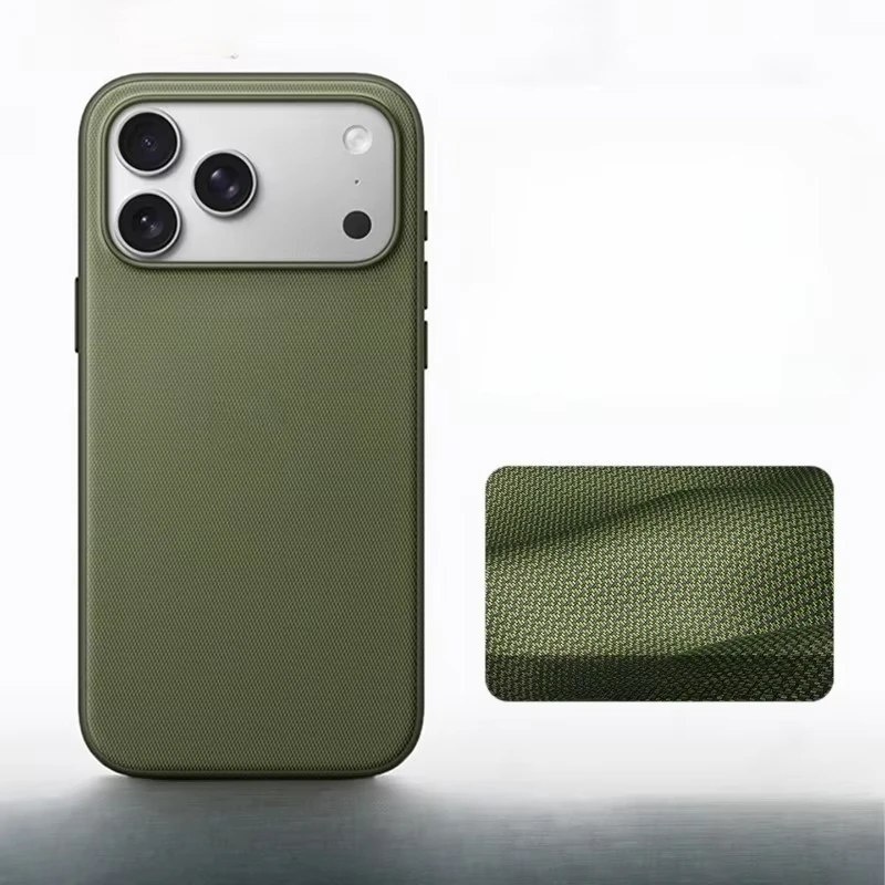 (iphone 17 Pro Max Verde Militar) Funda Magnética De Tejido Técnico, Compatible Con Carga Inalámbrica Magsafe