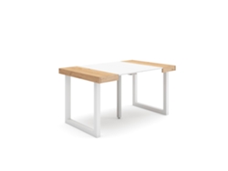 Mesa Consola extensible 140 Para 6 comensales Patas madera maciza Roble y blanco SKRAUT HOME