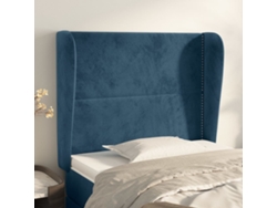 Cabecero Con Orejas De Terciopelo Azul Oscuro 103x23x118/128 Cm