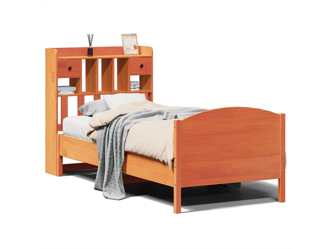 Maison Exclusive - Cama Con Estantería Sin Colchón Madera Maciza Marrón 75x190 Cm