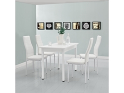 Juego de Comedor [EN.CASA] (5 Un - Blanco - 120x60x75 cm - Mdf y Cuero SintÃÂÃÂÃÂÃÂ©tico)