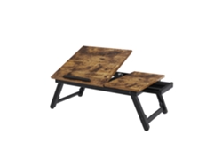 Mesa Auxiliar Plegable Regulable De Madera Y Bambú Para Portátil 23x55x35 Cm - Marrón