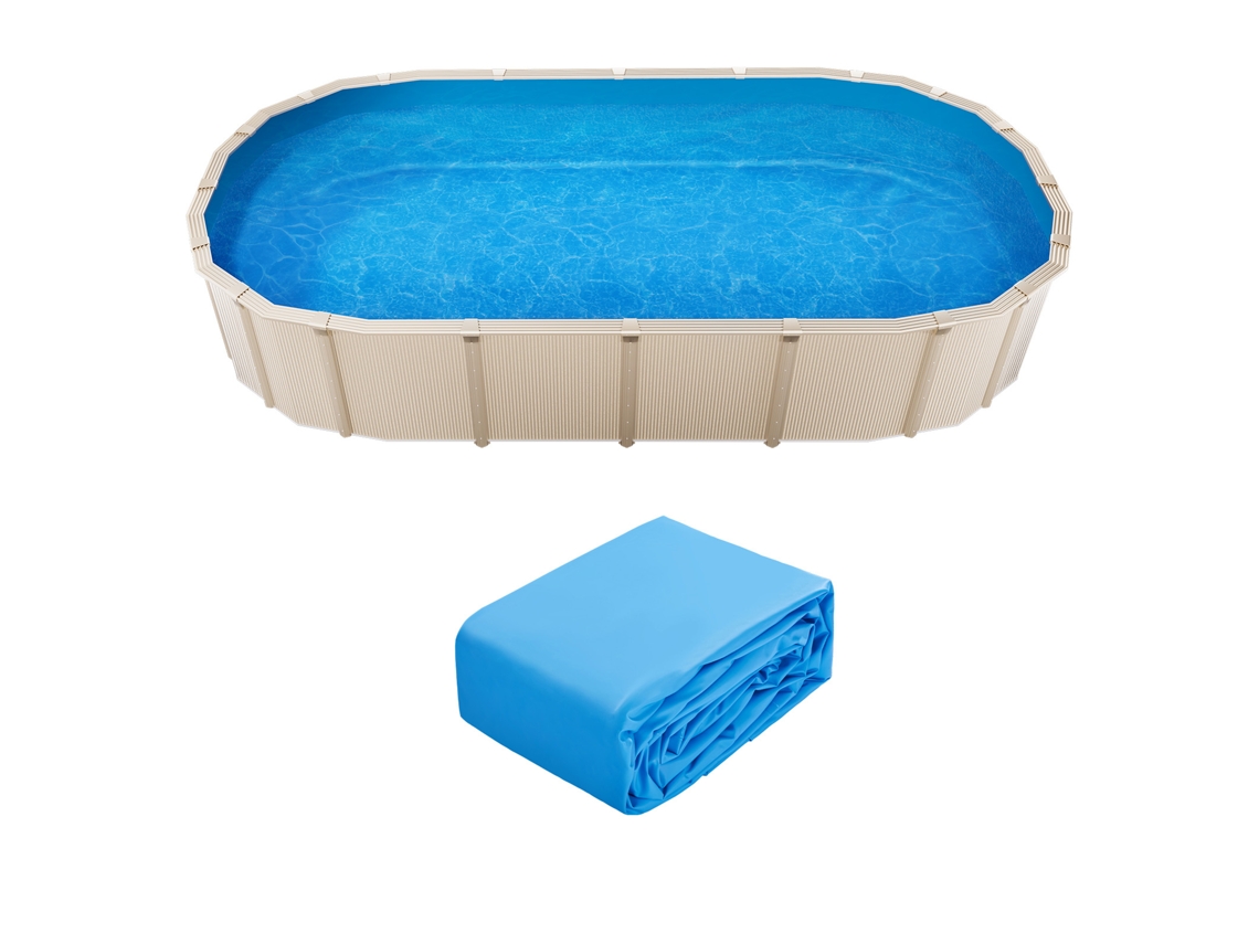 Revestimiento De Piscina Ovalado Succebuy De 16,4 X 9,8 Pies Revestimiento De Vinilo Unibead De 47 Pulgadas De Pared