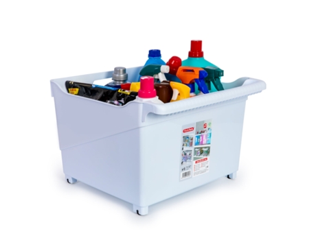 Cesta Organizadora con Ruedas Nº 5 Ideal Bajo Fregadero PLASTIC FORTE (Blanco)