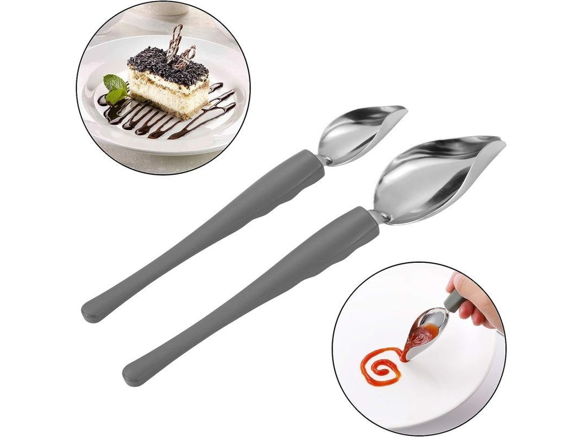 Juego de 2 cucharas decorativas de acero inoxidable de la marca Rebe para la mesa, el café y los platos.
