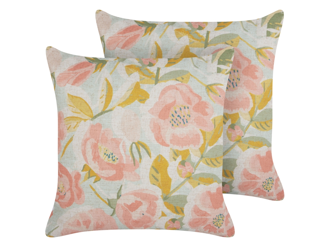 Cojines boho decorativos BELIANI Zahriye de Poliéster Rosa 45x45x12