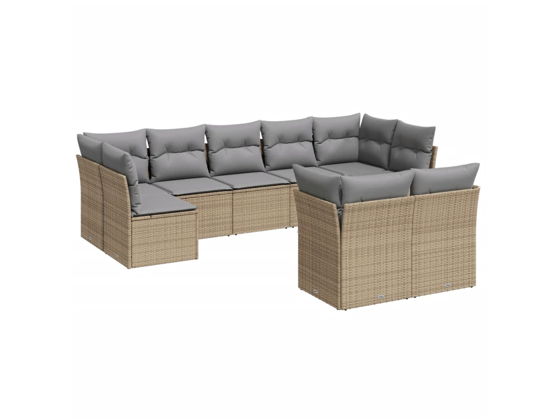 Maison Exclusive - Set De Sofás De Jardín 9 Pzas Con Cojines Ratán Sintético Beige