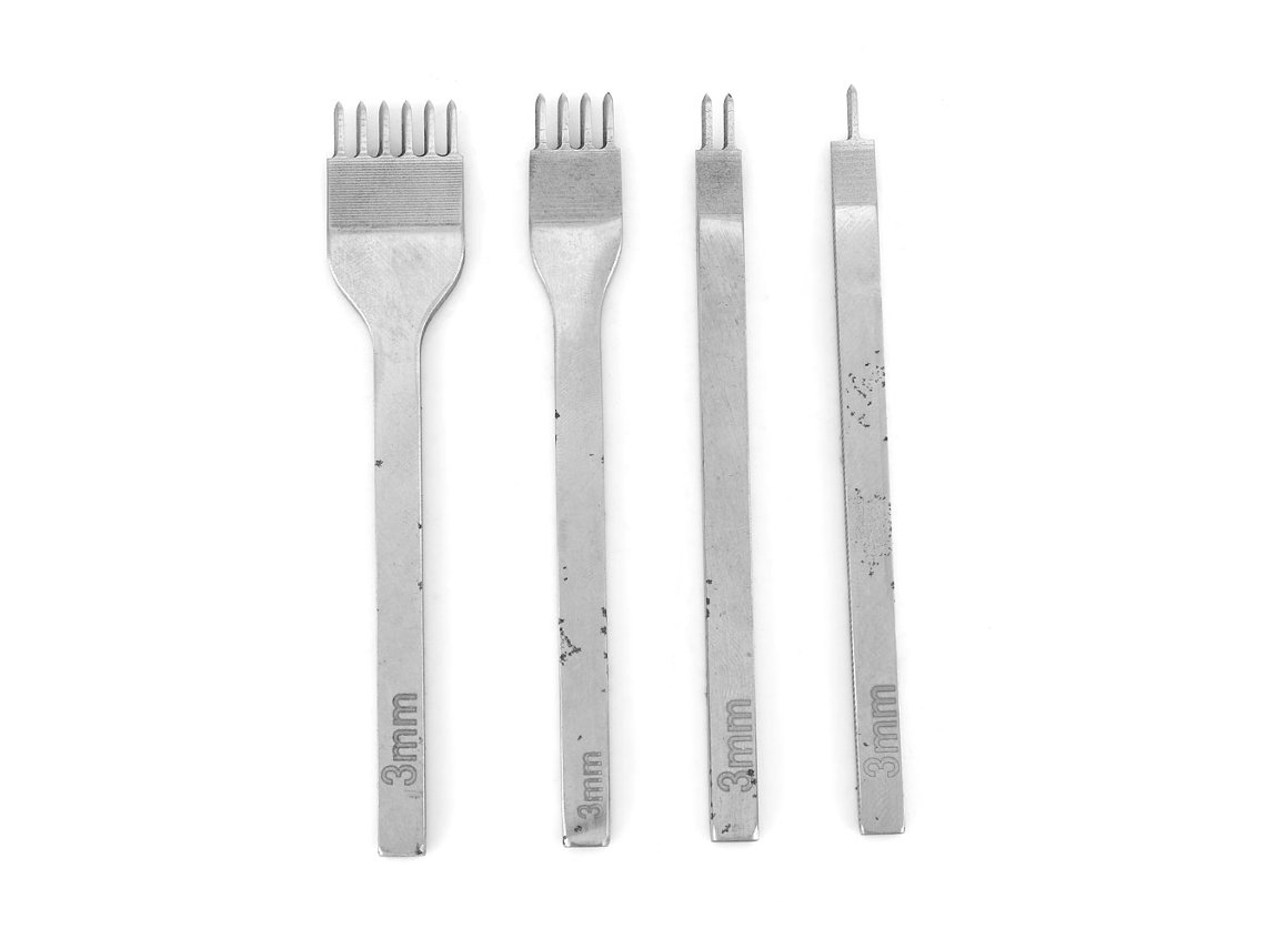 Punzón De Acero Para Coser Cuero, Herramienta De Bricolaje, Con 1/2/4/6 Dientes (3 Mm)