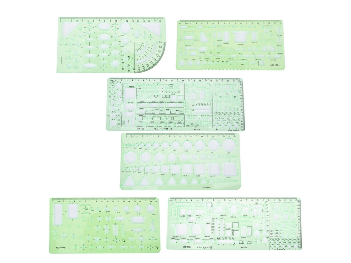 Régua Template Arquitetônica Multifuncional Kit de Réguas Oca para Desenho Diy (3)