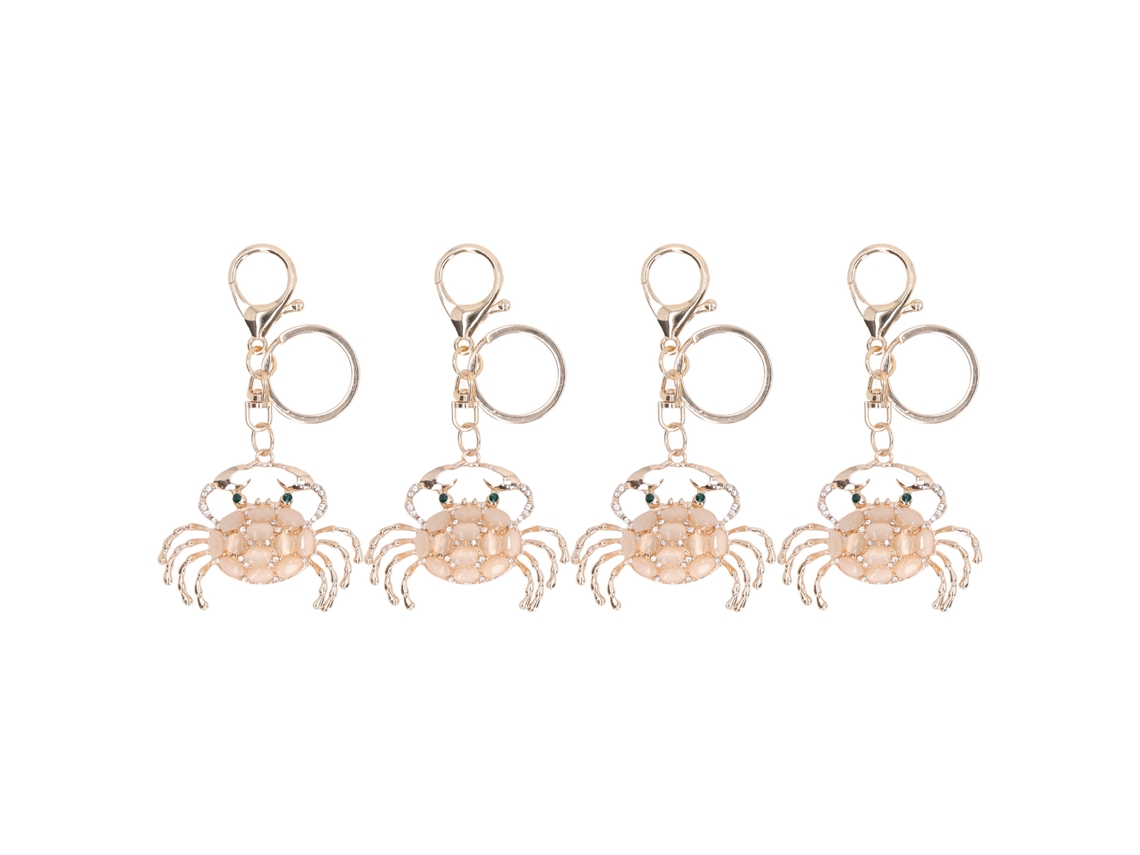 4 Llaveros Metálicos Con Diamantes De Imitación De Cangrejo Para Bolsos De Mujer, Moda Y Coche