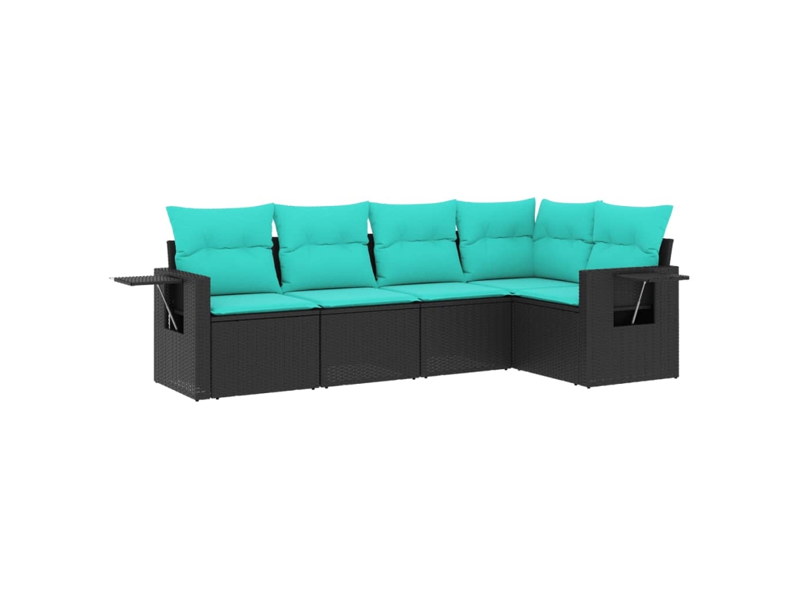 Maison Exclusive - Conjunto De Sofá De Jardín De 5 Piezas Con Cojines, De Poliratán Negro