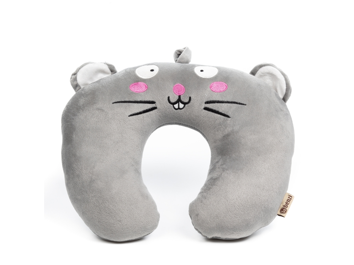 Almohada De Viaje Cojín Cervical Infantil. Extra Suave, Relleno Interior Confortable. Diseño Ratoncito.