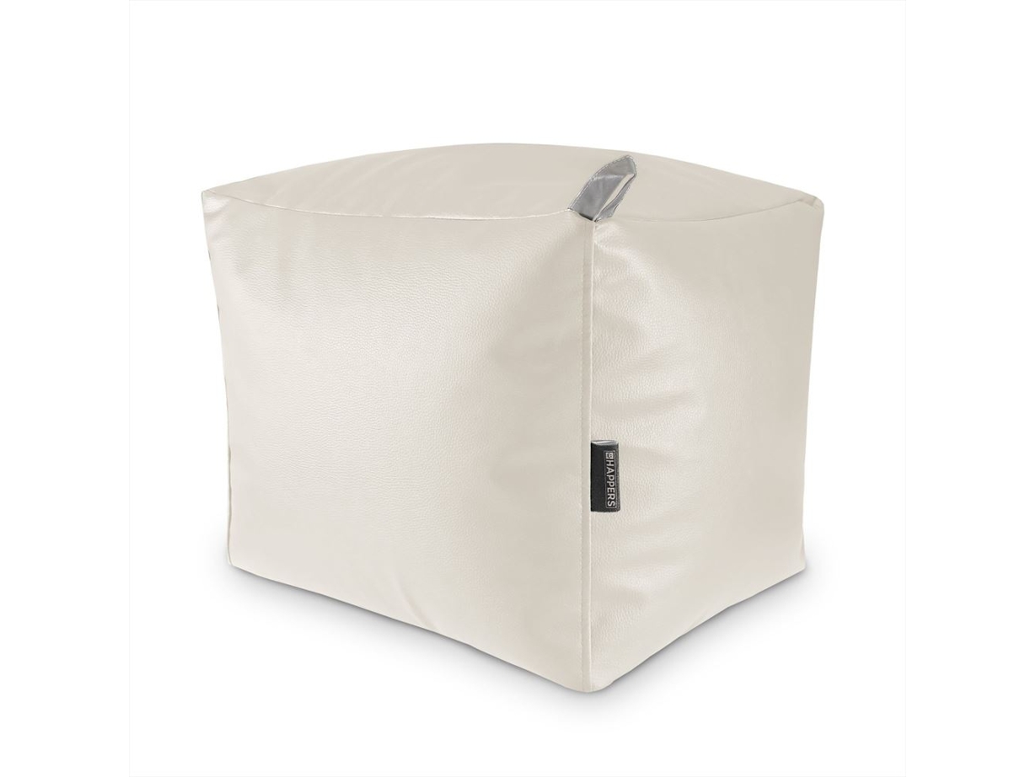Puff HAPPERS Cuadrado Polipiel Exterior Blanco