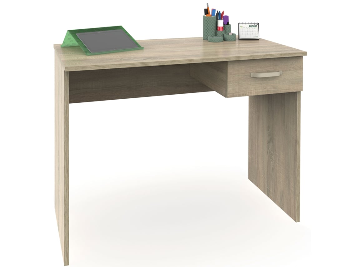 Mesa Escritorio Ordenador 75x90x50cm, 1 Cajón Almacenamiento, Oficina, Habitación Juvenil, Desk Briebe Prakt Madera