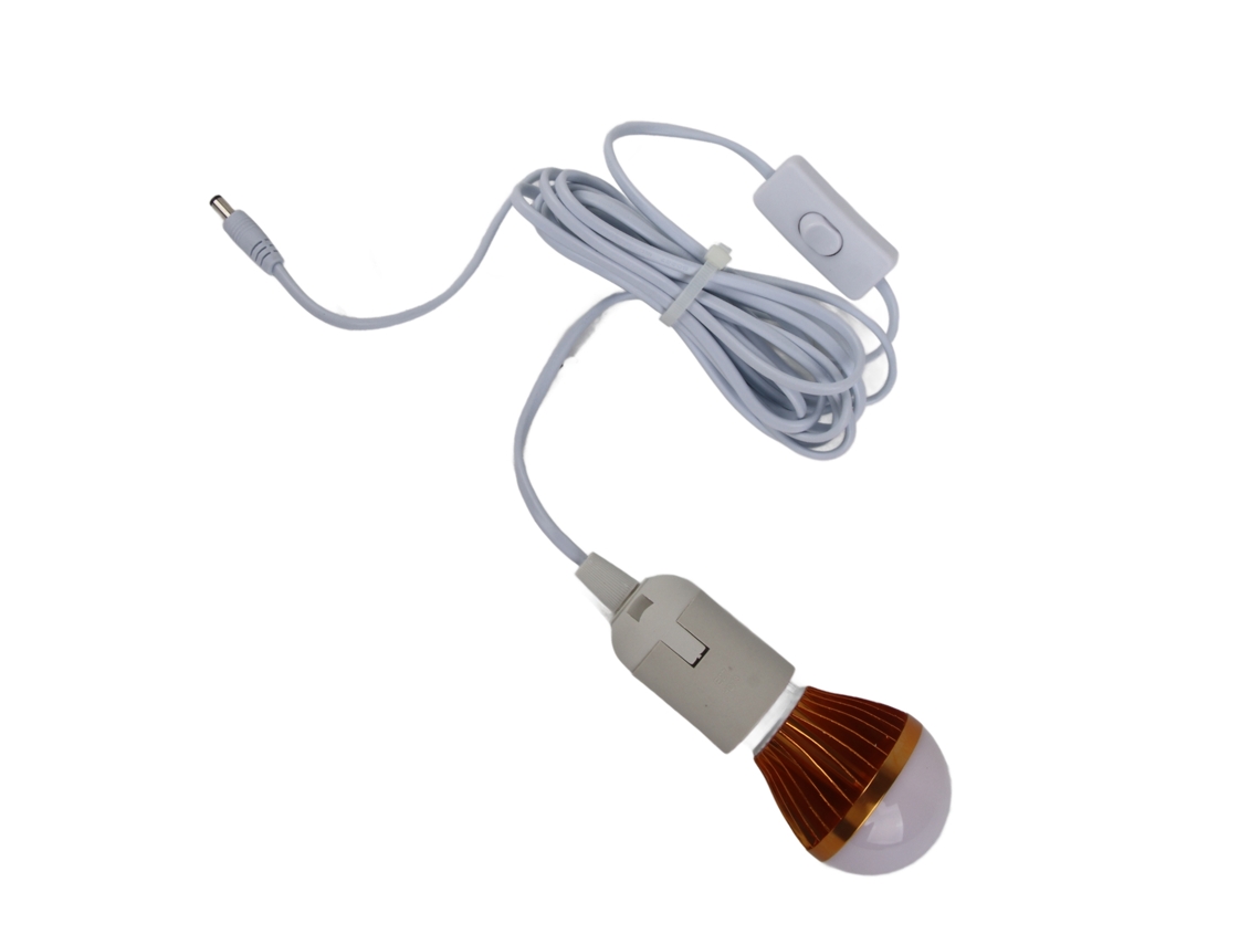 2026-bombilla Led Espiral E27 Solar 12v 5w Luz Blanca Con Cable Dc 3m Para Camping Tienda