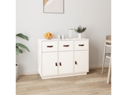 Aparador Madera Maciza De Pino Blanco 100x40x75 Cm