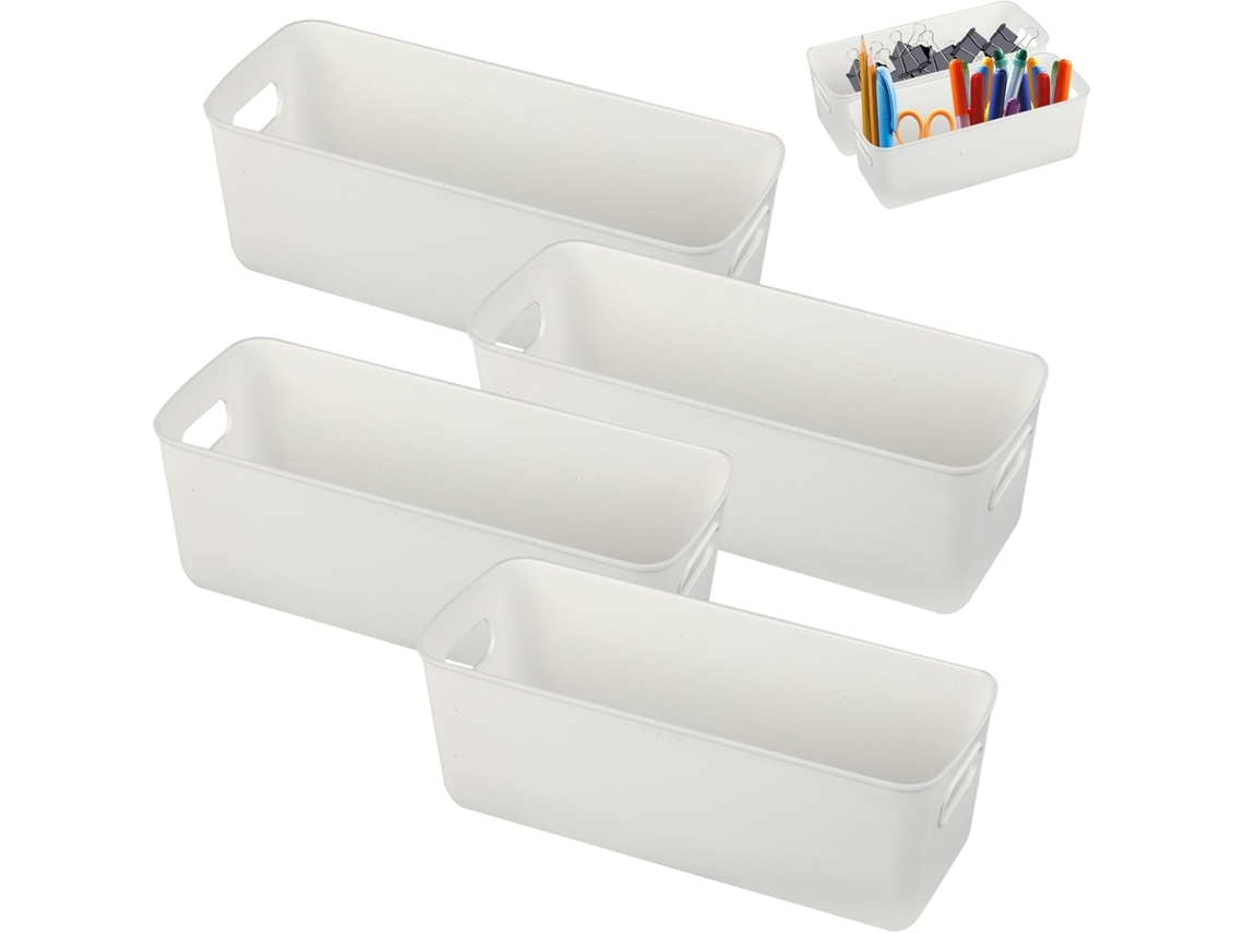 Cestinho De Armazenamento De Plástico De 27 Cm - Caixa Pequena Branca - Perfeito Para Cozinha E Banheiro - Design Prático