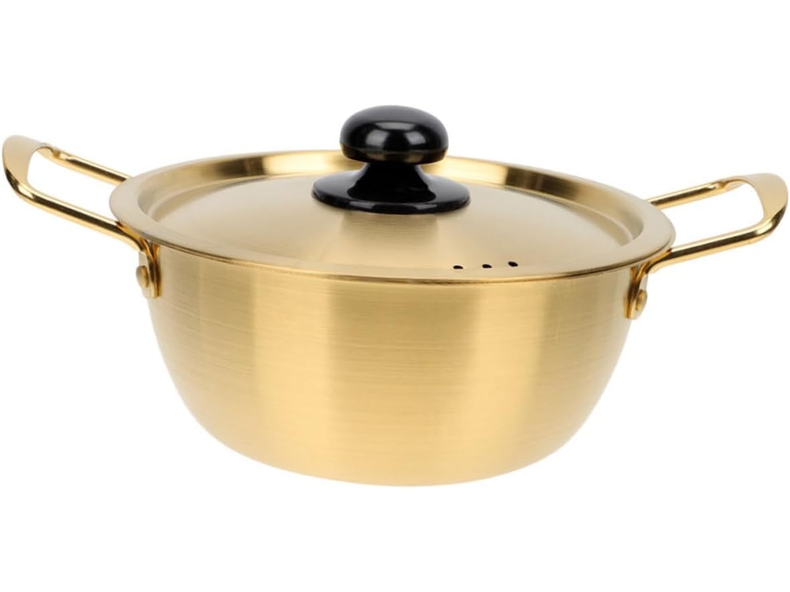 Olla para ramen de acero inoxidable con tapa, ideal para estufas de inducción y gas, diseño portátil para Gokoco.
