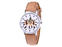 Reloj De Pulsera Zhoulianfa Para Mujer, Estilo Estudiante, Con Correa De Piel Sintética Y Esfera Beige Con Diseño De Araña.