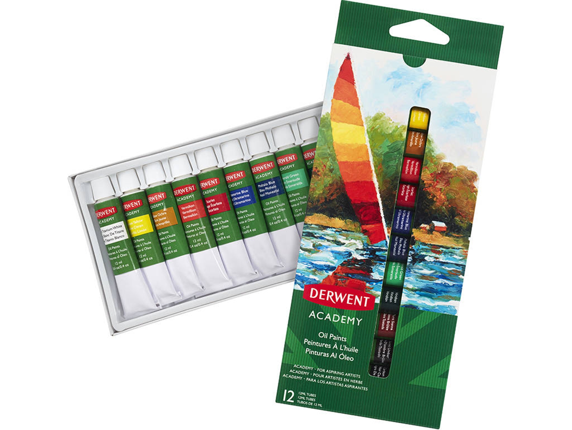 Conjunto Aceite DERWENT Academy 12 tubos 12ml