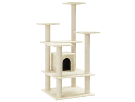 vidaXL Rascador para gatos con postes de sisal crema 110 cm