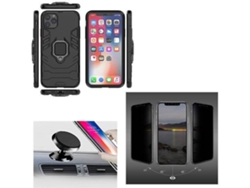 Kit Funda, Protector 5d Anti-spy Y Soporte Para Iphone 11 Pro Max, Military Defender, Negro