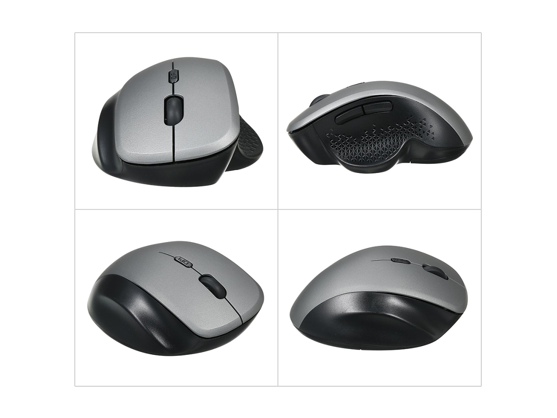 Ratón Vertical Óptico Inalámbrico 2.4g 6 Teclas Ergonómico 3 Velocidades Ajustables Para Pc Portátil Gris