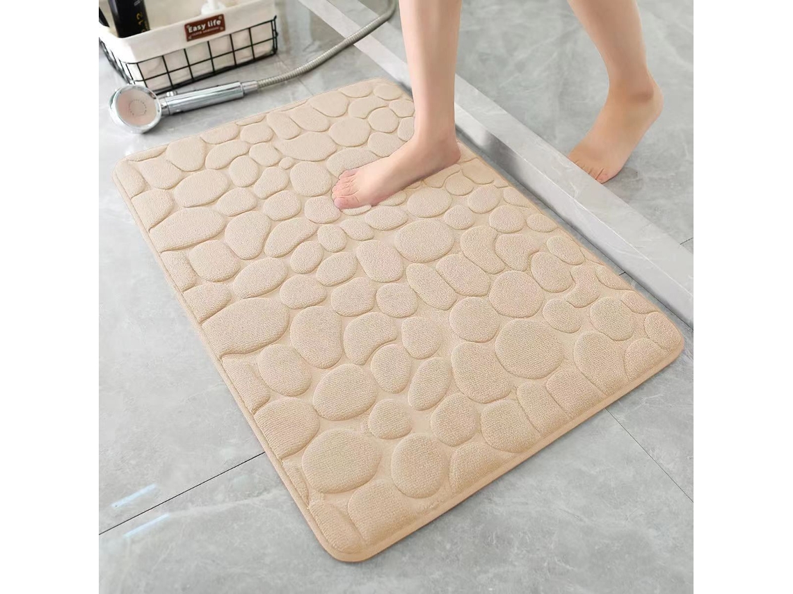 (albaricoque) Alfombra De Baño/puerta Absorbente De Agua Antideslizante 3d, Diseño De Canal En Relieve, Secado Rápido