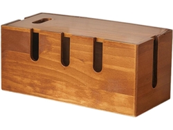 Organizador De Cables Retro De Madera Maciza Con Tapa, Caja De Gestión Para