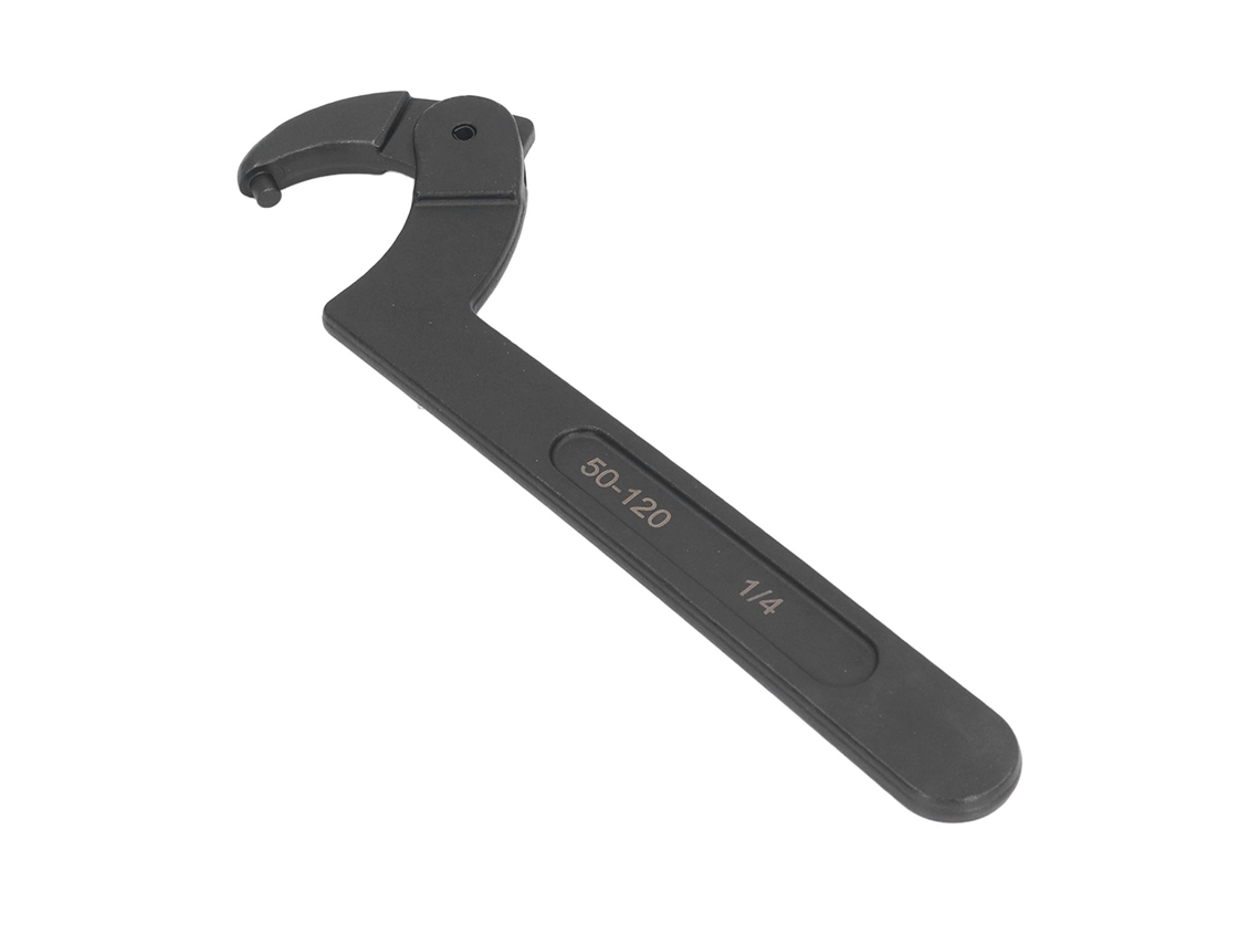 Llave de gancho ajustable de 2 a 4 3/4 pulgadas con cabeza redonda CRV para mantenimiento de vehículos y maquinaria
