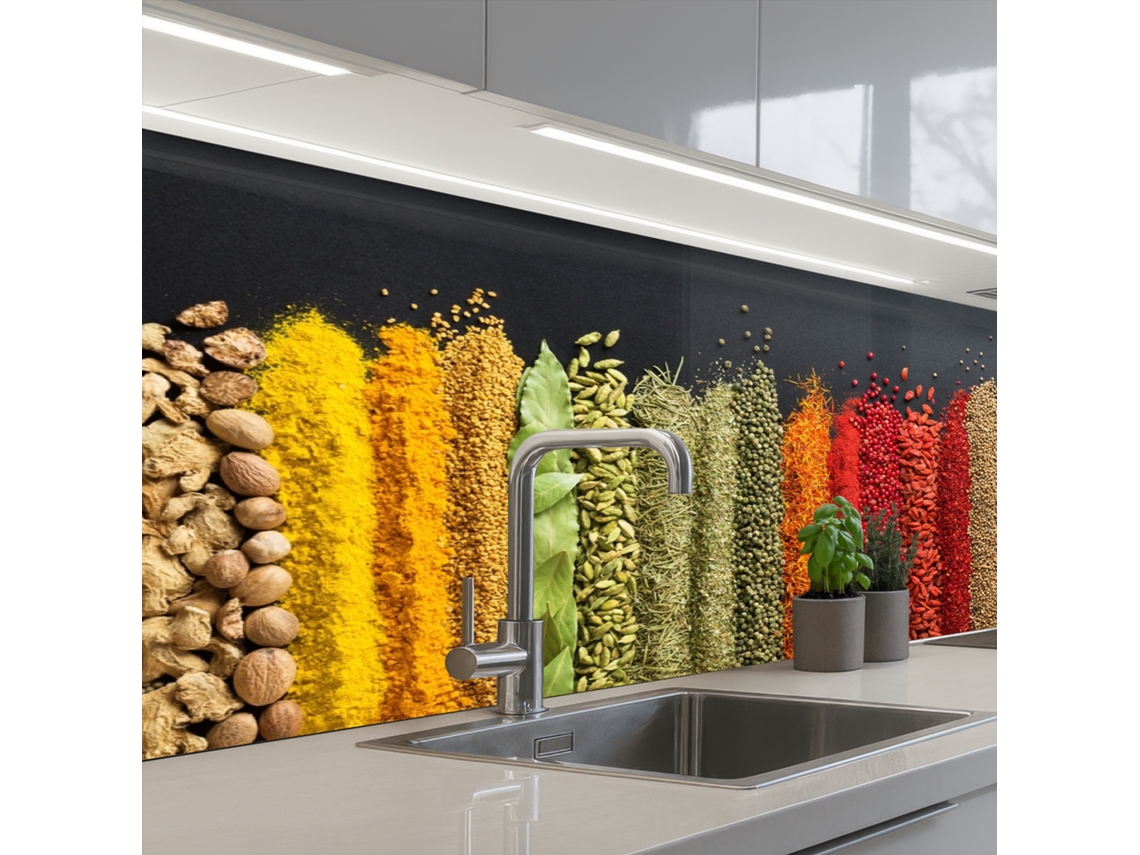 Salpicaderos De Cocina Especias - Hierbas - Empleo - Rainbow 150x60 Cm