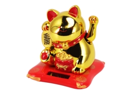 Gato De La Suerte Con Brazos Alegres, Diseño Solar, Para Decoración Del Hogar Y Del Coche, Hecho De Plástico.