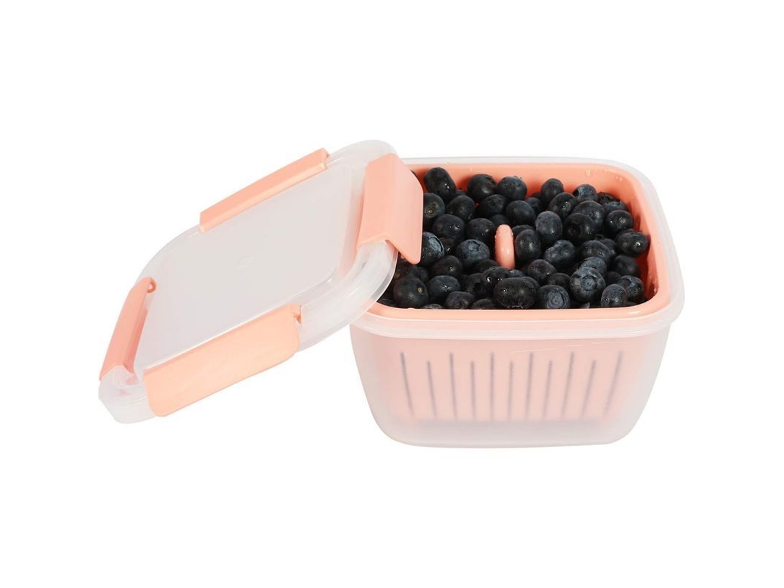Recipiente para almacenar alimentos Rebe con tapa transparente hermética de 1.4 litros (50 oz), color rosa, 2 unidades.