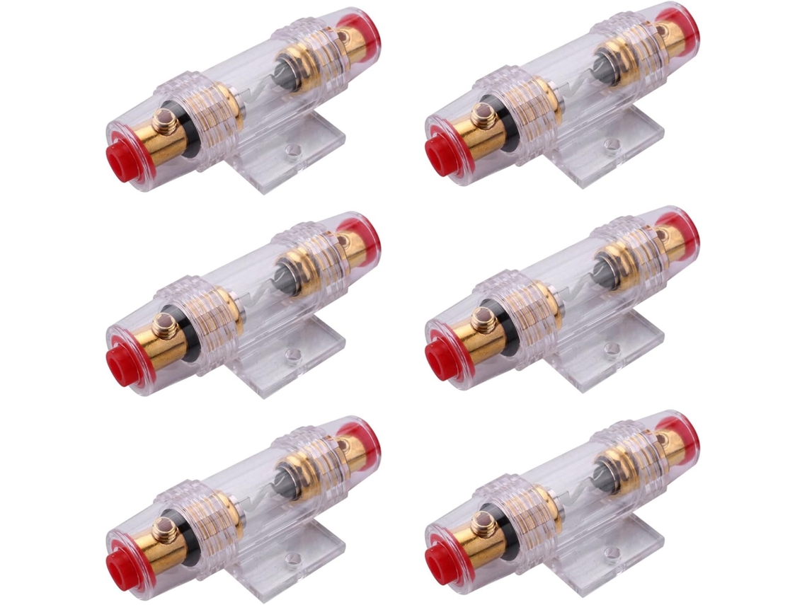 6 Portafusibles De Calibre 8 Para Autorradio Y Fusible De 60 Amperios. Cable De Audio.