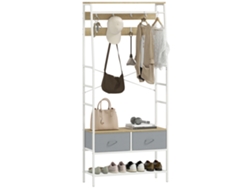 Perchero, Zapatero, Cajones, Estante, Barra Para Colgar Ropa, Recibidor, Color Natural, 80x30x180