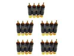Wbt-0144 Paquete De 20 Conectores Enchufables Chapados En Oro Para Audio Y Video Av Macho