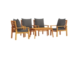 Juego de 5 sillones de jardín con cojines de acacia maciza MAISON EXCLUSIVE