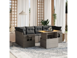 Conjunto de sofás de jardín de 7 piezas DKD Home Decor con cojines de mimbre gris