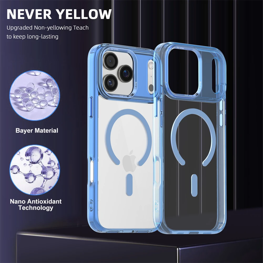 (iphone 16 Plus, Azul) Funda Magnética Para Iphone, Compatible Con Carga Inalámbrica Magsafe.