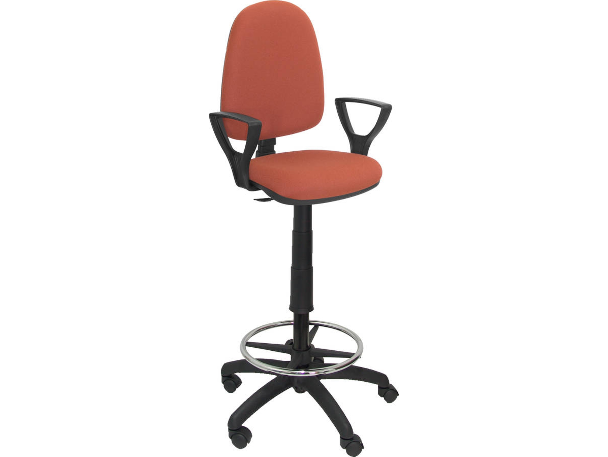 Silla de Escritorio Alta PIQUERAS Y CRESPO Ayna Marrón (Brazos fijos - Tejido)