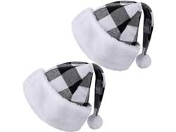 Gorro Navideño Infantil De Terciopelo Grueso Con Estampado A Cuadros Para Navidad Y Año Nuevo.