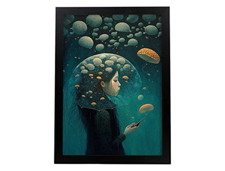 NACNIC Poster Medusa En Estilo Surrealismo Cinematográfico Ilustraciones Y Grabados De Historieta Abstracta Y Artística A3 Marcos Negros