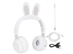 Auriculares Inalámbricos Bluetooth 5.0 Con Orejas De Conejo Para Niños Con Luz Led Blanca