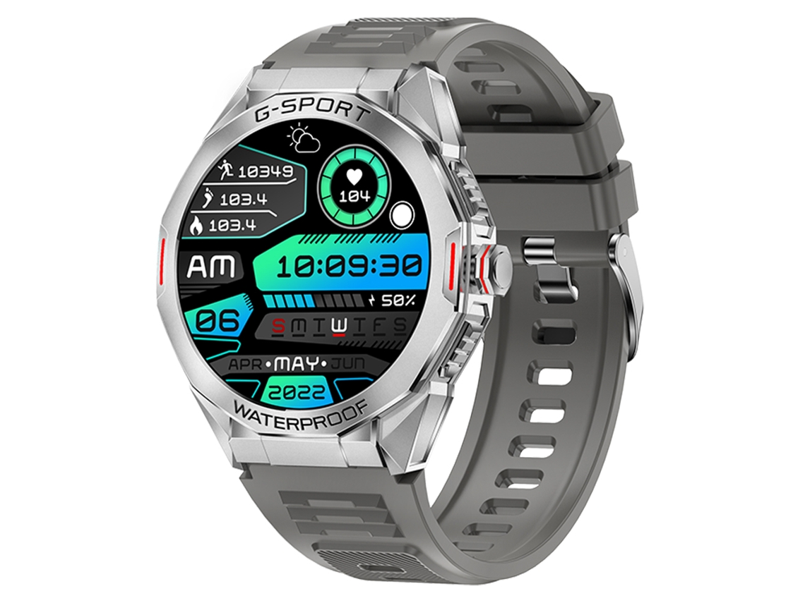 Smartwatch, pantalla HD de 1,46 pulgadas, más de 100 modos deportivos (silicona gris)