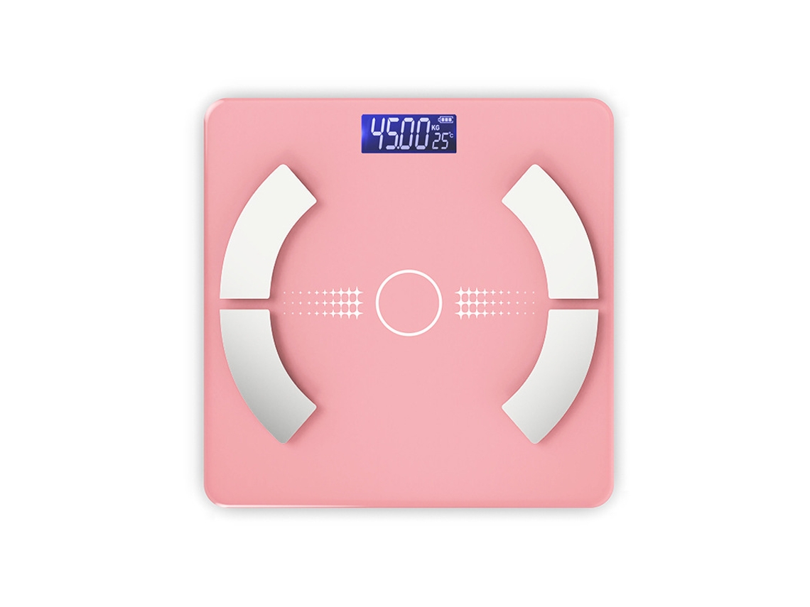 (Modelo rosa con cargador para celular) Báscula inteligente para medir la grasa corporal y perder peso
