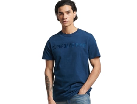 Camiseta para Hombre SUPERDRY (S - Algodón - Azul)