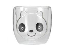 Vaso de cristal transparente con bonitos estampados de animales, gran capacidad (d)